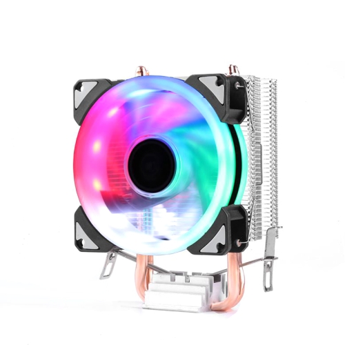 

Desktop Computer Double Copper Tube CPU Radiator Super Quiet Color Light 3-pin Single Fan