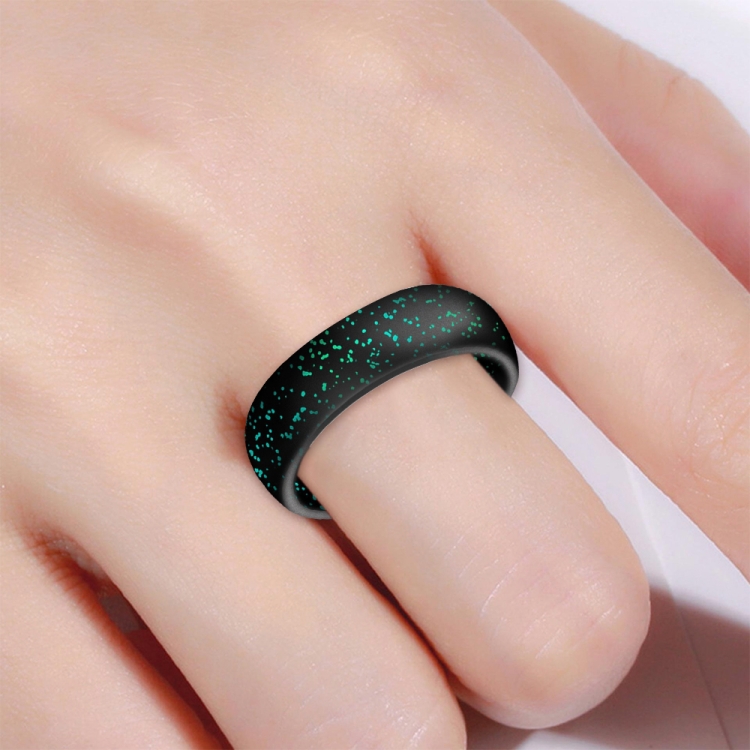

SH100 5.7mm Wide Silicone Ring Glitter Couple Ring No.6(Black and green)