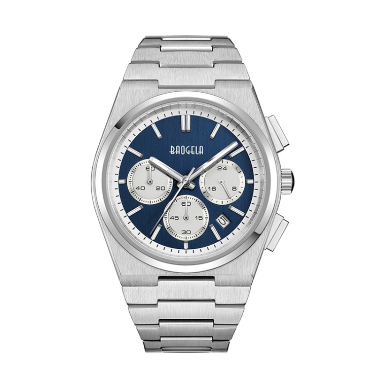 

BAOGELA 22803 Stainless Steel Multifunctional Waterproof Calendar Men Quartz Watch(Steel Shell Blue Face)