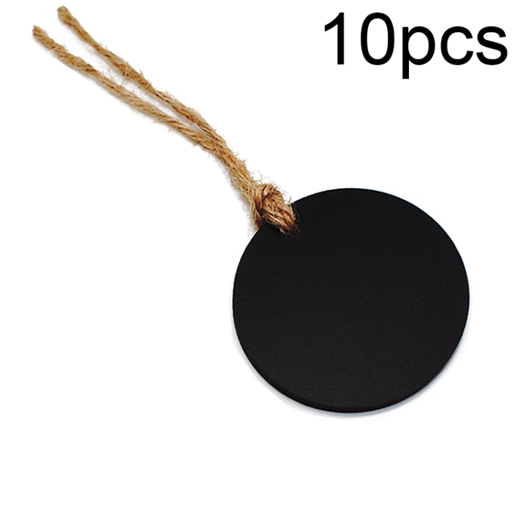 

10pcs/Set Mini Hanging Wooden Message Board Home Holiday Decor Lanyard Chalkboard(Circular)