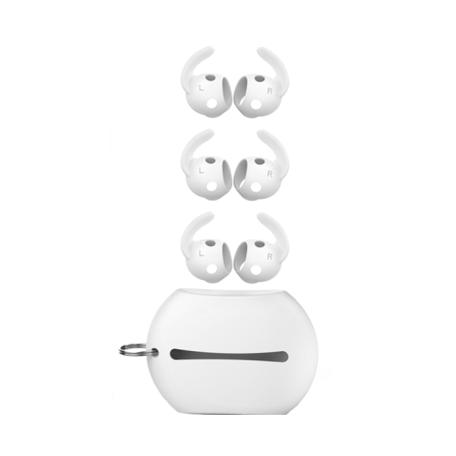 

For Beats Studio Buds AhaStyle PT172 Earphone Silicone Ear Caps, Style: Earcap x 3+Case (White)