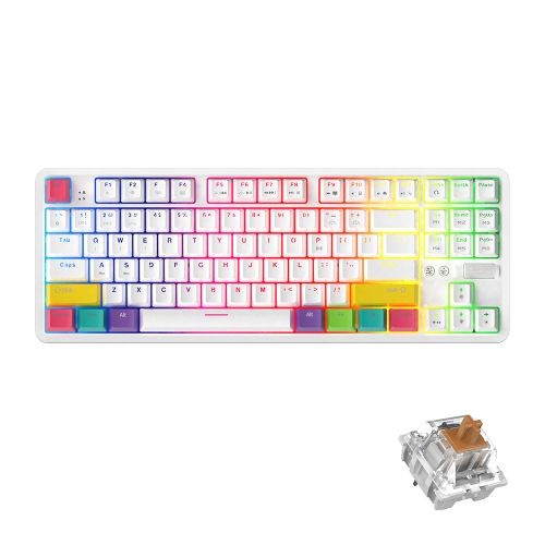

Ajazz K870T 87-Key Hot Swap Bluetooth/Wired Dual Mode RGB Backlight Office Game Mechanical Keyboard Tea Shaft (White)