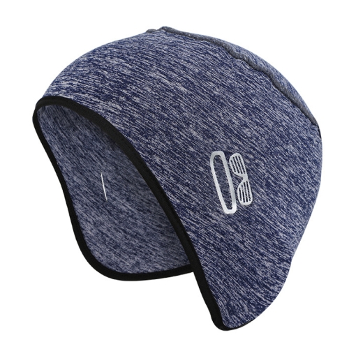 戶外運動保暖耳帽頭盔襯冬季騎行頭骨帽，尺碼：均碼（白藍色）