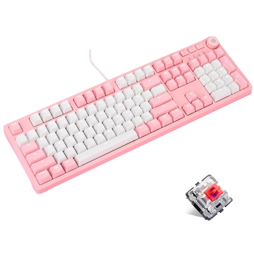 

Ajazz AK515 104 Keys White Light Magnetic Upper Cover Wired Game USB Mechanical Keyboard Red Shaft (Pink)