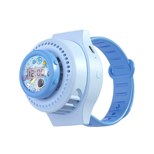 

3212 Time Display Cartoon Watch Fan USB Charging Mini Kids Fan(Blue)