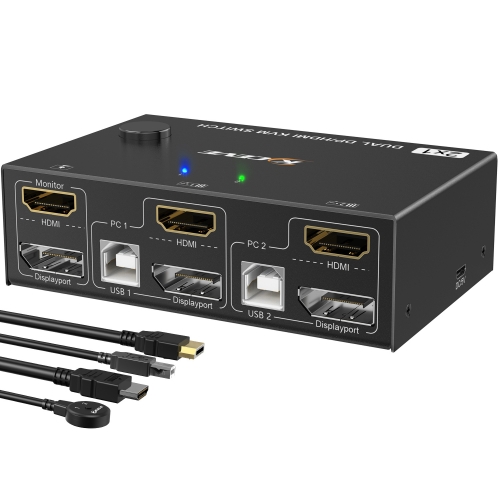 KC-KVM202DPA-USB2.0 Commutateur KVM DP 3DP+3DP (noir)