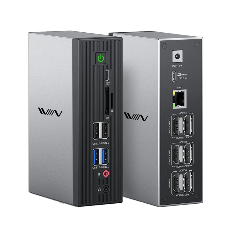 

IVIIN D6919 Type-C/USB-C Multifunctional 4K Displaylink Four-Screen Different Display Docking Station, US Plug(19-in-1)