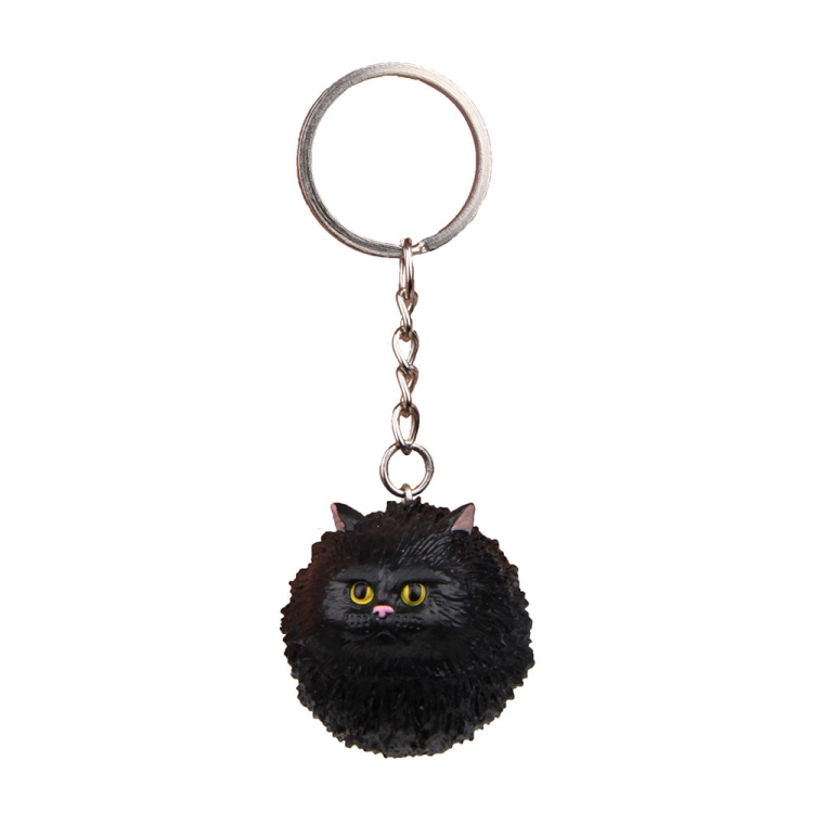 

Round Little Tiger Cat Keychain Cartoon Key Ring Ornament(Black)