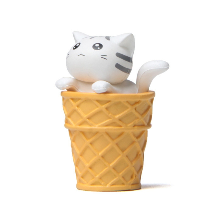 

Gourmet Series Ice Cream Cat Ornament Doll Micro Landscape Gardening Decoration(White Cat)