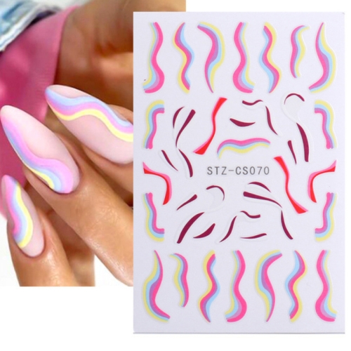 

10pcs French Style Manicure Sticker Pop Stripe Line Nail Sticker(Stz-CS070)