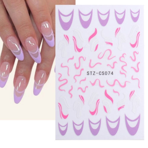 

10pcs French Style Manicure Sticker Pop Stripe Line Nail Sticker(Stz-CS074)