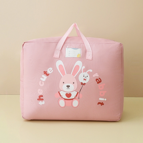 

Large 46x60x26cm Children Quilt Storage Bag Student Clothes Quilt Portable Luggage Woven Bag(Pink Rabbit)