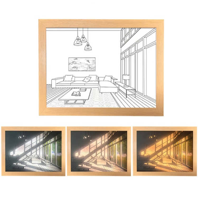 

Three-Color Lighting Bedroom Bedside LED Luminous Decorative Painting, Size: Small(Sunny Day)
