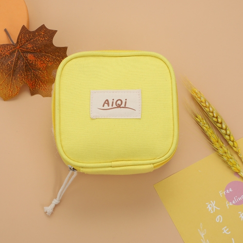 AiQi 3pcs Portable Canvas Sanitary Napkin Storage Bag Multifunctional Lipstick Cosmetic Bag(Yellow)