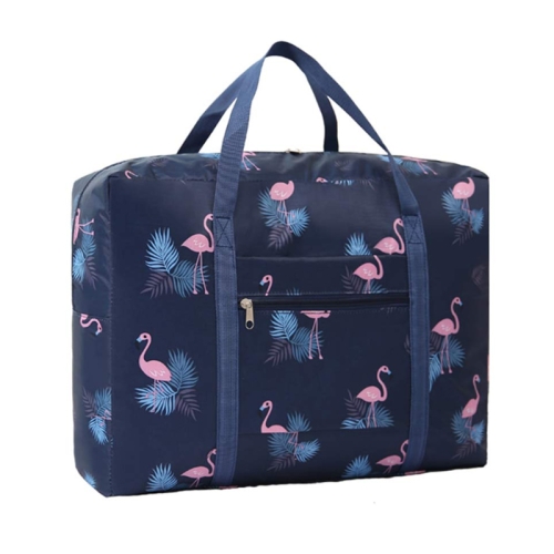 Travel Waterproof Foldable Storage Hand Luggage Bag(Navy Blue Flamingo) rabbit ear self adhesive push up bra women sticky invisible silicone strapless backless bras bralette underwear