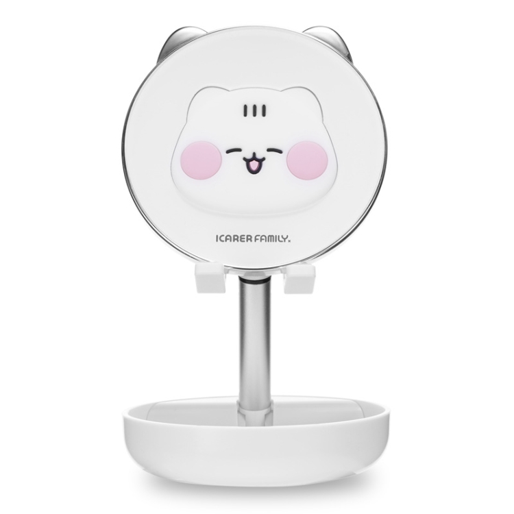 

ICARER FAMILY IF-ZMZJ01 Multi-angle Adjustable Desktop Folding Bracket Cartoon Makeup Mirror Phone Holder(White)