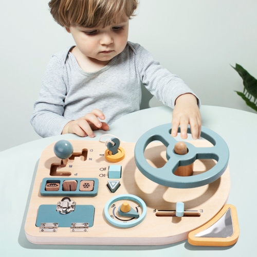 

Montessori Education Steering Wheel Simulation Busy Board Children Puzzle Toys