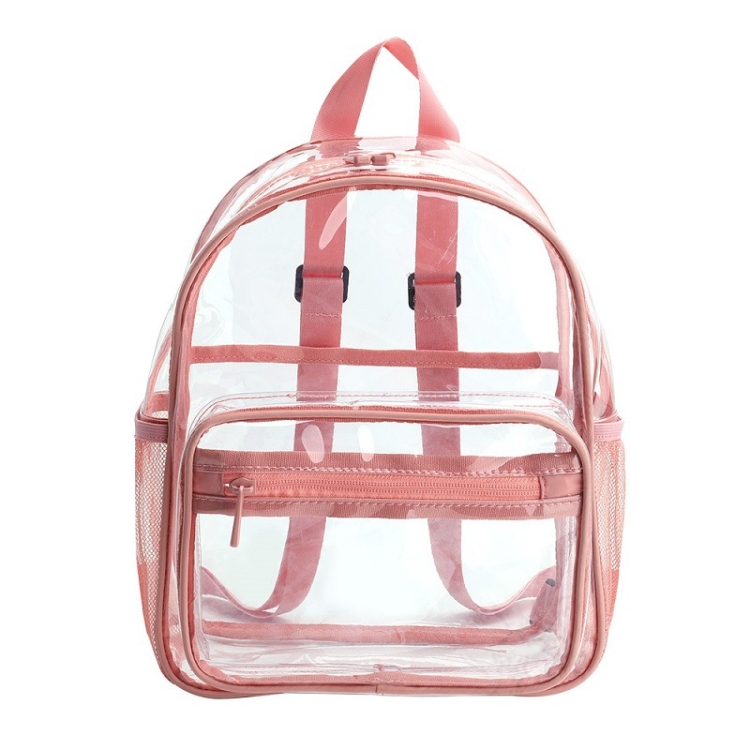

PVC Transparent Waterproof Backpack Student School Bag, Color: Candy Colo Pink
