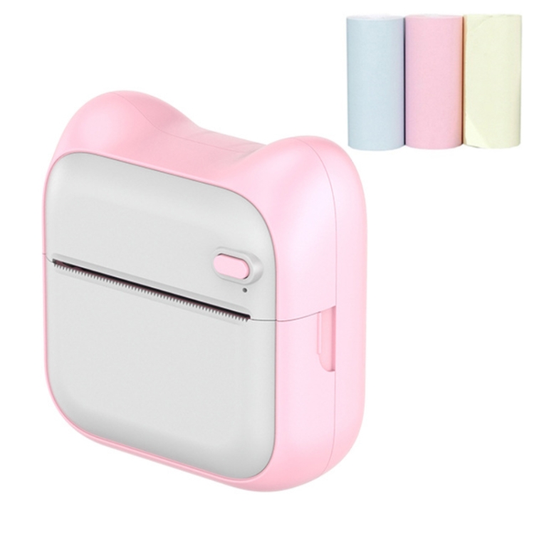 

A31 Bluetooth Handheld Portable Self-adhesive Thermal Printer, Color: Pink+3 Rolls Colored Paper
