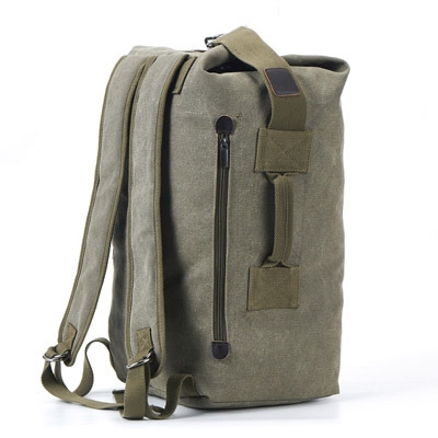 

Upgrade Zipper Pockets Outdoor Travel Man Canvas Double Shoulder Backpack Student Schoolbag, Specification: Large Green