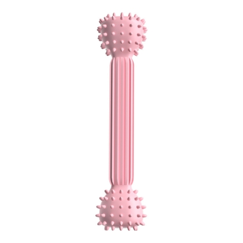 

BG-5011 2pcs TPR Teething Stick Dog Toy Barbell Shape Pet Chewing Teeth Cleaning Stick(Pink)