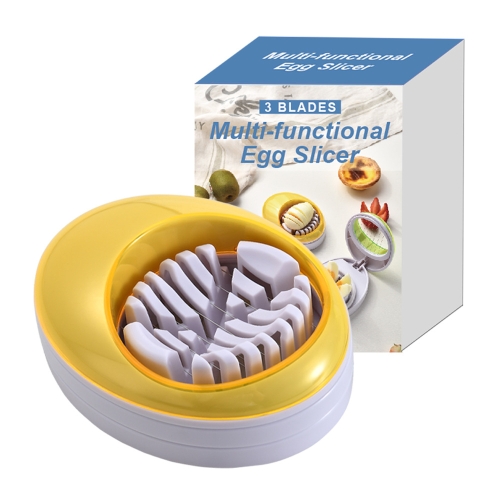 

3-in-1 Kitchen Egg Slicer for Strawberry, Mushroom, Bananas , and Other Soft Fruit(Yellow)