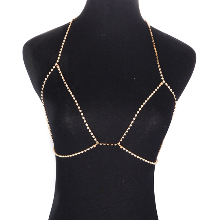 

Sexy Sparkle Rhinestone Halter Necklace Bikini Beach Body Chain(Gold SKU2560)