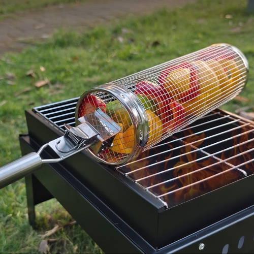 

Upgrade With Handle BBQ Cage Stainless Steel Barbecue Basket 30cm+Handle 18cm