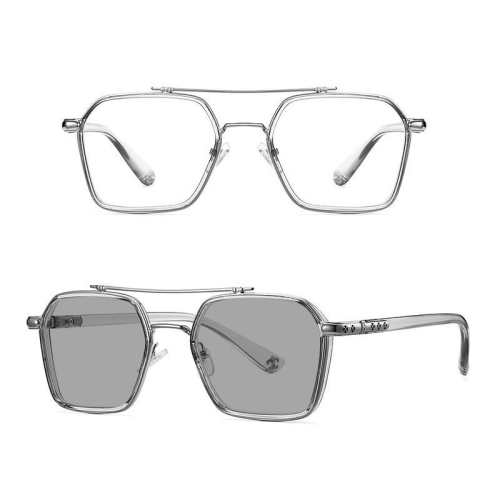 

A5 Double Beam Polarized Color Changing Myopic Glasses, Lens: -50 Degrees Gray Change Grey(Gray Silver Frame)