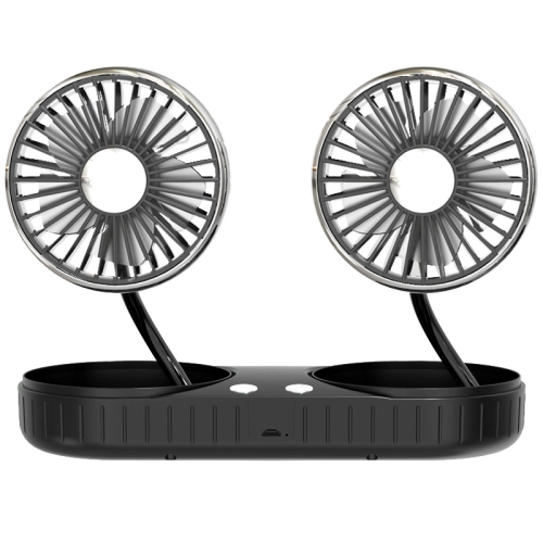 

F304 Double-head Hose Built-in Lithium Battery USB Car Fan, Color: Black Silver