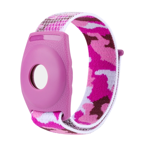 

For AirTag Anti-Lost Device Case Locator Nylon Loop Watch Strap Wrist Strap, Size: 17cm Childrens(Purple Camouflage)
