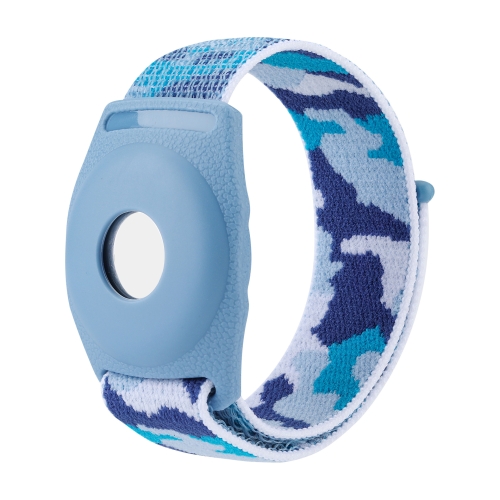 

For AirTag Anti-Lost Device Case Locator Nylon Loop Watch Strap Wrist Strap, Size: 17cm Childrens(Blue Camouflage)