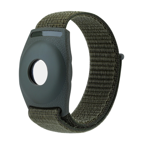

For AirTag Anti-Lost Device Case Locator Nylon Loop Watch Strap Wrist Strap, Size: 22cm Adult(Army Green)