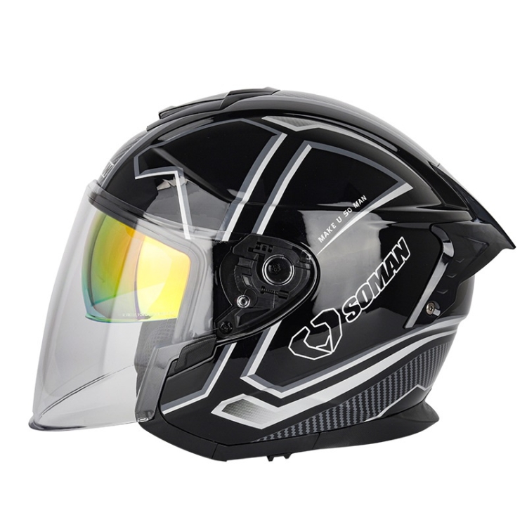 SOMAN Motorcycle Electric Bicycle Dual Lens Riding Helmet, Size