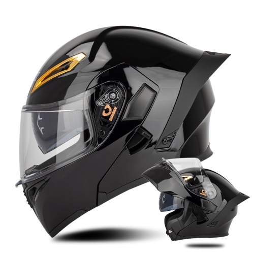 

SOMAN Motorcycle Dual Lens Riding Peel-Off Full Coverage Helmet, Size: XXL(Bright Black)