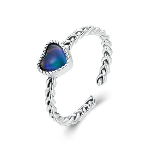 

SCR956-E S925 Twist Heart Shape Temperature Stone Color Changing Ring