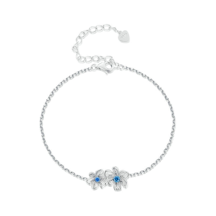 

BSB138 925 Sterling Silver Zircon Blue Floret Bracelet