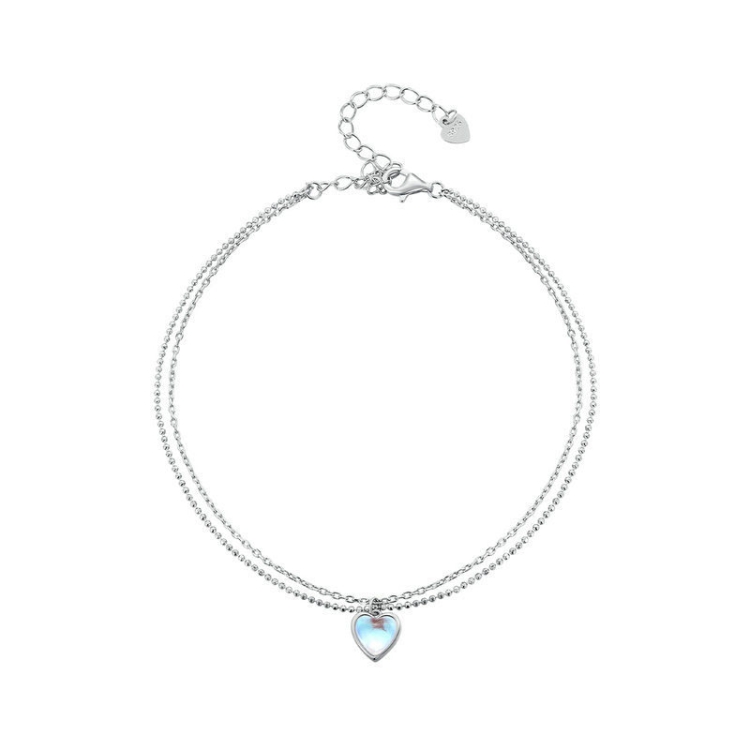 

Sterling Silver Heart Double Layer Anklet