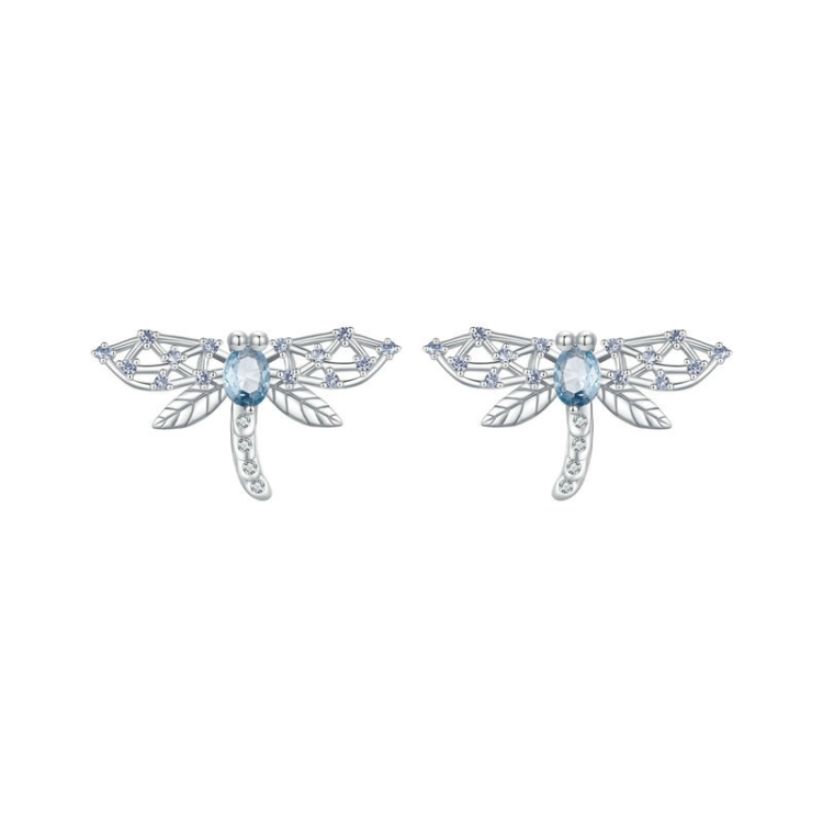 

BSE874 925 Sterling Silver Plated Plated Spinel Lovely Dragonfly Stud Earrings