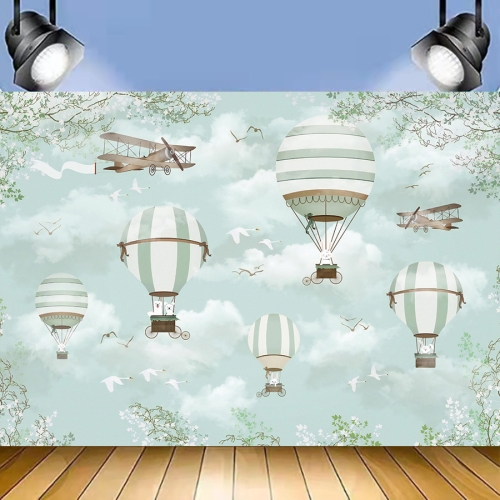 

1.5m x 1m Cartoon Airplane Hot Air Balloon Theme Birthday Background Cloth Photography Decoration Backdrop