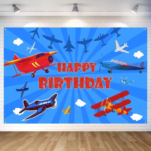 

210x150cm Airplane Theme Birthday Background Cloth Children Birthday Party Decoration Photography Background