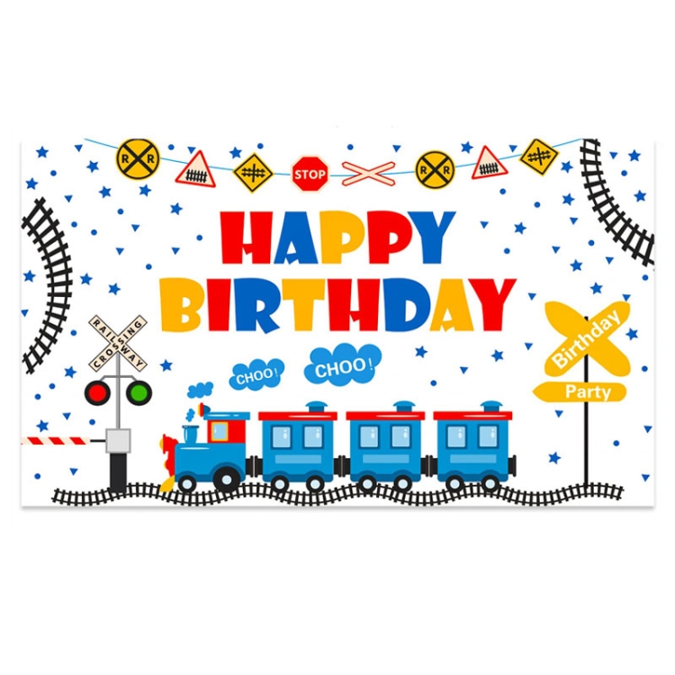 

180x110cm Train Cartoon Children Birthday Background Cloth Faber Decoration