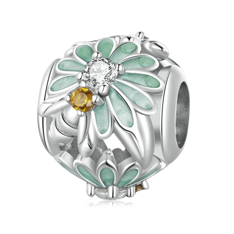 

BSC895 S925 Sterling Silver Green Gradient Daisy Bee DIY Beaded Bracelet Accessories Jewelry