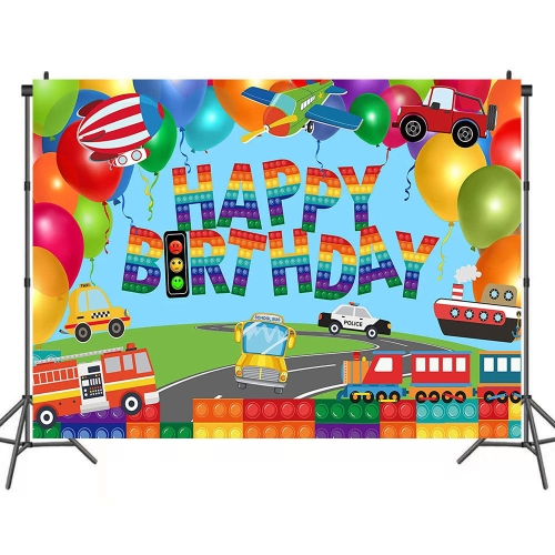 

210x180cm Train Fire Truck Party Background Cloth