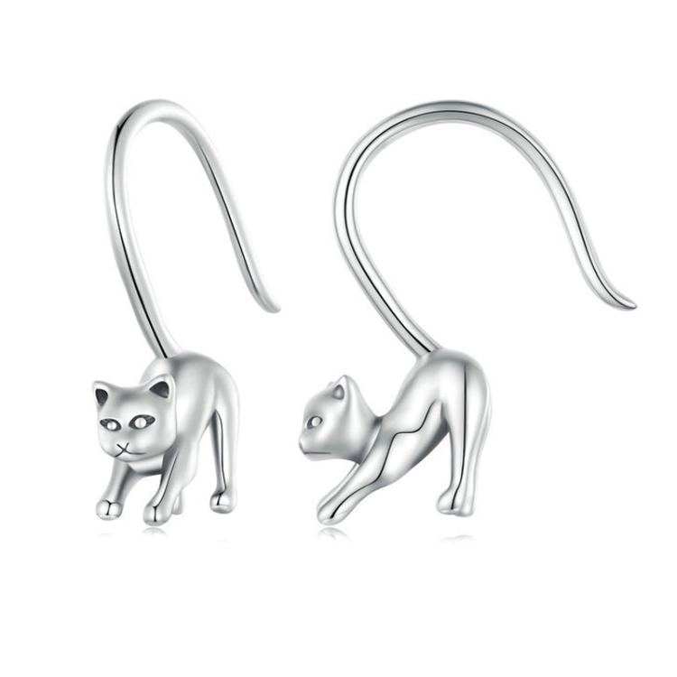 

SCE1618 Sterling Silver S925 Cute Cat Open Earrings