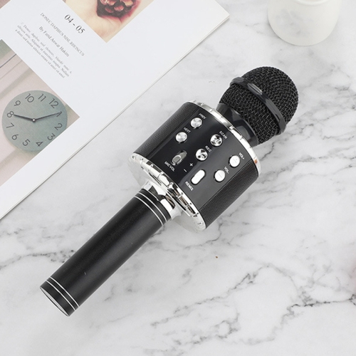 

WS-858L LED Light Flashing Wireless Capacitance Microphone Comes With Audio Mobile Phone Bluetoon Live Microphone(Black)