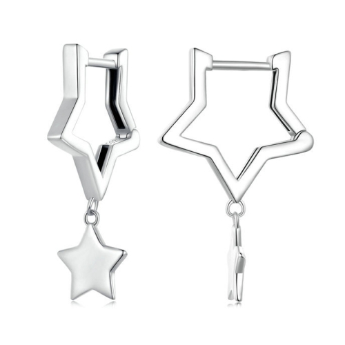 

SCE1621 Sterling Silver S925 Pentagram Female Earrings