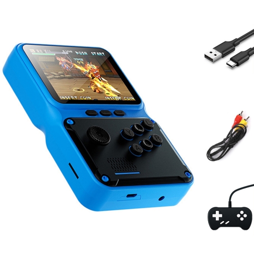 

Doubles 8-bit 3.0 inch Rocker Arcade Handheld Game Console Built-in 500 Games, Support AV Output(Blue)