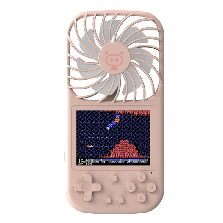 

F1 2 in 1 Pocket Game Console + USB Mini Portable Handheld Small Fan 500 Retro Nostalgic Games(Pink)