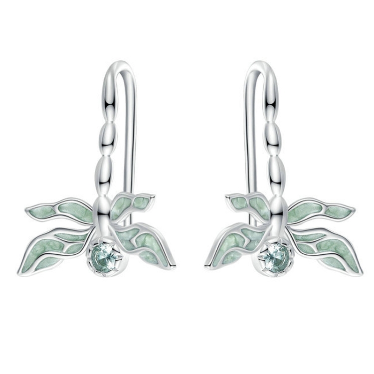 

SCE1623 Sterling Silver S925 Mint Green Dragonfly Stud Earrings